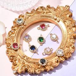 10Pcs Light Gold Plated Brass Pave Cubic Zirconia Connector Charms&nbsp;KK-CJ0002-26
