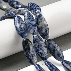 天然ブルースポットジャスパービーズ連売り  フラットオーバル  30x13x5.5mm  穴：1mm  約13個/連  15.35''（39センチメートル）&nbsp;G-B078-E07-01