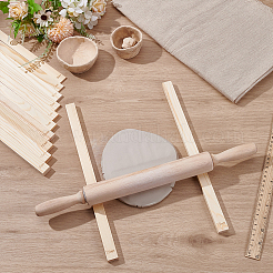 陶器と粘土の道具キット  リネン生地を含む  木製の麺棒と定規  ミックスカラー  340x19.5~20x3~12mm&nbsp;TOOL-UN0001-63