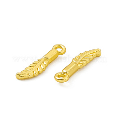 ラックメッキ合金ペンダント  カドミウムフリー＆鉛フリー＆ニッケルフリー  フェザーチャーム  マットゴールドカラー  16x4x2.5mm  穴：1.4mm&nbsp;FIND-G045-23MG
