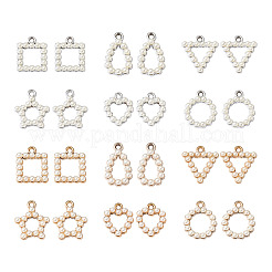 48 個 12 スタイル UV メッキアクリルパーツ  アクリル模造パール付き  リング  ミックスカラー  20.5~22.5x14~19x4.5mm  穴：2mm  4個/スタイル&nbsp;OACR-KS0001-01