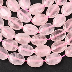 Natural Rose Quartz Flat Oval Bead Strands&nbsp;G-M206-28