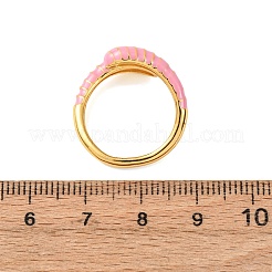 女性用真鍮エナメルカフオープンリング  カドミウムフリー＆鉛フリー  長持ちメッキ  ラックめっき  18KGP本金メッキ  ミックスカラー  2.5~5.5mm  内径：17mm&nbsp;RJEW-A098-01G