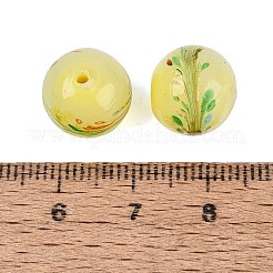 手作りランプワークビーズ  丸い風景  シャンパンイエロー  11.5~12.5mm  穴：1.2~2mm&nbsp;LAMP-T023-02B-09