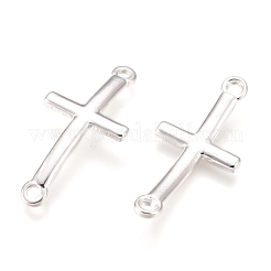 304ステンレススチールリンクコネクター  クロス  銀  30x14x2mm  穴：2mm&nbsp;STAS-F155-10S