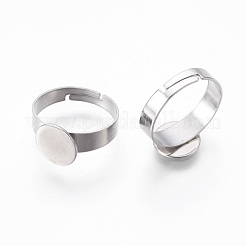 Tarnish Resistant Adjustable 201 Stainless Steel Finger Rings Components&nbsp;STAS-I097-040B