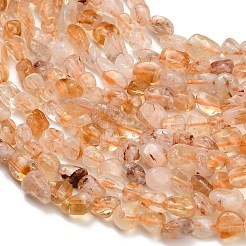 加熱された天然シトリンビーズ連売り  ナゲット  タンブルストーン  6~13x5~8x3.5~7mm  穴：0.8~0.9mm  15.35''（39cm）〜16.34''（41.5cm）&nbsp;G-D108-A03-03