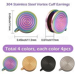 16Pcs 4 Colors 304 Stainless Steel Vortex Cuff Earrings&nbsp;EJEW-SC0001-86