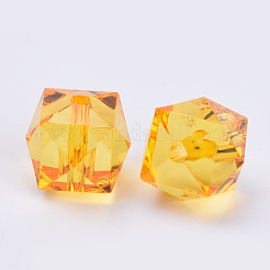 透明なアクリルビーズ  多面カット  キューブ  オレンジ  10x10x8mm  穴：1.5mm  約900個/500g&nbsp;TACR-Q259-10mm-V24