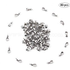304ステンレススチールペグベイルペンダント  片穴パーツ用  ステンレス鋼色  12.5x5mm  穴：2.5mm  ピン：1mm  80個/箱&nbsp;STAS-UN0002-20B