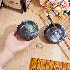 2色磁器インク皿2個  ラウンド  ミックスカラー  89x27mm  1pc /カラー&nbsp;AJEW-PH0010-32