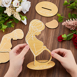 Wood Baby's Birth Memorial Plaque Sculpture Display Decorations&nbsp;DJEW-WH0053-45