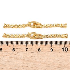 真鍮製マイクロペーブクリアキュービックジルコニアの留め金  フラットラウンドで菱形  18KGP本金メッキ  51.5mm&nbsp;KK-U059-64G