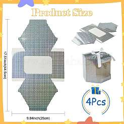 六角形のレーザーウィンドウ紙ギフトボックス  ポリエステルリボン付き  銀  13x13x13cm&nbsp;CON-FZC0002-001A-03