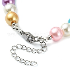 女性用ガラスイミテーションパールビーズブレスレット  カラフル  6-3/4インチ（17cm）&nbsp;BJEW-JB10033-02