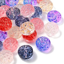 35個の透明スプレー塗装ガラスビーズ  フラットラウンド  ミックスカラー  13.5x8.5mm  穴：1.2mm&nbsp;GLAA-YW0001-61