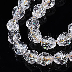 Transparent Crackle Glass Beads Strands&nbsp;GLAA-N051-03