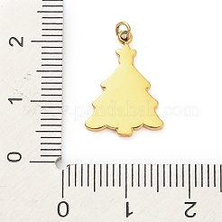 304ステンレススチールのラインストーンペンダント  ゴールドカラー  丸カン付き  クリスマスツリー  17.5x12.5x1.5mm  穴：2mm&nbsp;X-FIND-I062-01G-01