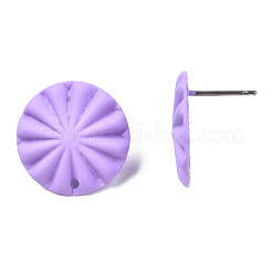 スプレー塗装鉄スタッドピアスパーツ  穴付き  フラットラウンド  紫色のメディア  17mm  穴：1.2mm  ピン：0.7mm&nbsp;IFIN-N008-017B