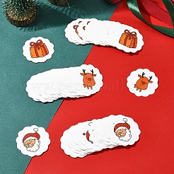 クリスマステーマの紙プリントギフトタグ100個  ラウンド  ホワイト  4x0.04cm&nbsp;CDIS-FS0001-17