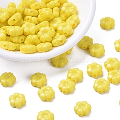 不透明なアクリルフラワービーズ  きいろ  10x5mm  穴：1.5mm&nbsp;X-SACR-R821-06