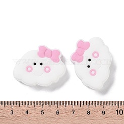 シリコンビーズ  DIYネックレスの製作  ホワイト  雲  27x34x8mm  穴：2mm&nbsp;SIL-I004-01D