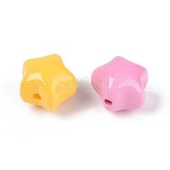 ベーキングペイント不透明アクリルビーズ  スター  ミックスカラー  11x13x10.5mm  穴：1.6~1.8mm&nbsp;OACR-N142-03