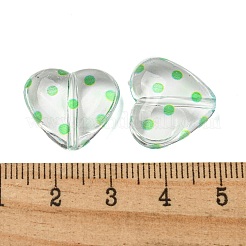 透明印刷アクリルビーズ  ハート  ライム  16.5x18x7mm  穴：1.5mm&nbsp;OACR-H124-03D