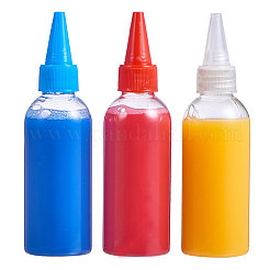 液体用3色プラスチック空ボトル  先のとがった口のトップキャップ  ミックスカラー  13.4x3.75cm  容量：80ml（2.7液量オンス）  5個/カラー  15個/セット&nbsp;DIY-BC0009-19