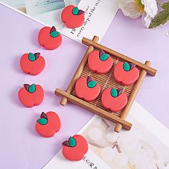 10個のシリコンビーズ  DIYネックレスとブレスレットの作り方  りんご  レッド  27x26.5x8.5mm  穴：2.5mm&nbsp;JX745A