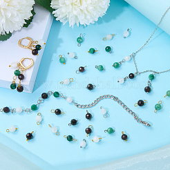 16Pcs 4 Styles May Birthstone Natural Fuchsite Pendant and Connector Charms&nbsp;PALLOY-SW00107