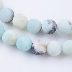 Frosted Natural Flower Amazonite Round Bead Strands&nbsp;X-G-E334-8mm-09