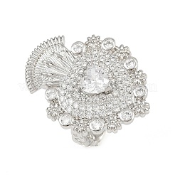 Brass Micro Pave Clear Cubic Zirconia Cuff Rings&nbsp;RJEW-P155-04D-P