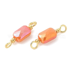 Electroplate Glass Faceted Rectangle Connector Charms&nbsp;KK-C097-05G-02