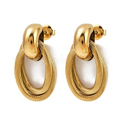 304ステンレススチール製オーバルダングルスタッドピアス  ゴールドカラー  29.5x16mm&nbsp;EJEW-K268-23G