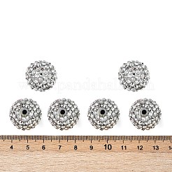樹脂製ラインストーンビーズ  内部のアクリルラウンドビーズで  フーセンガム風のアクセサリー用  銀  20x18mm  穴：2~2.5mm&nbsp;RESI-S315-18x20-15
