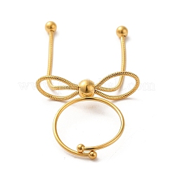 304ステンレススチールオープンカフリング  蝶結び  ゴールドカラー  usサイズ8 3/4(18.7mm)&nbsp;RJEW-C070-01A-G