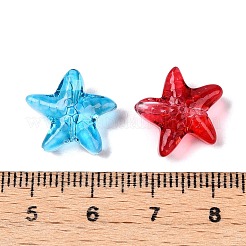 グラデーションカラーベーキングペイント透明ガラスビーズ  ヒトデ  ミックスカラー  14x15x7mm  穴：1~1.2mm  約476個/500g&nbsp;DGLA-N005-09