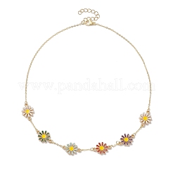 Alloy Enamel Flower Links Chain Necklaces for Women&nbsp;NJEW-JN04742
