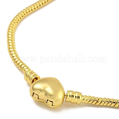 2.5mm Rack Plating Heart Brass European Style Round Snake Chain Bracelets for Jewelry Making&nbsp;BJEW-B106-17G