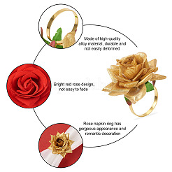 6スタイルの合金ロープナプキンリング3個  プラスチック製の人工バラの花  ナプキンホルダー装飾  レストランのデイリーアクセサリー  ミックスカラー  2個/スタイル&nbsp;AJEW-EL0001-01