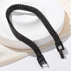 304ステンレススチール製ウィートチェーンブレスレット、女性用、男性用  ブラック  8インチ（20.2cm）&nbsp;STAS-N117-02EB