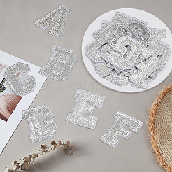 26Pcs Letter A~Z Glitter Powder with Paillette Sew on Cloth Patches&nbsp;PATC-MA0001-54B