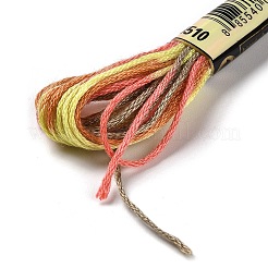 10かせ 6層ポリエステル刺繍フロス  クロスステッチの糸  セグメント染め  鮭色  0.5mm  約8.75ヤード（8m）/かせ&nbsp;OCOR-K006-A52