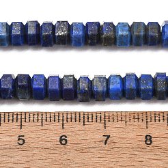 天然石ラピスラズリビーズ連売り  六角平石ビーズ  6x6x3.5mm  穴：1mm  約103個/連  14.96''（38センチメートル）&nbsp;G-G317-A34-3x6mm