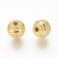 真鍮の織り目加工のビーズ  カドミウムフリー＆鉛フリー  ラウンド  金色  サイズ：直径約8mm  穴：2mm&nbsp;KK-B208-G