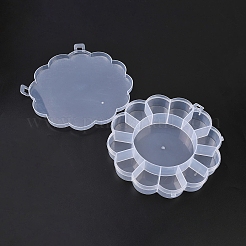 （不良品処分セール：傷あり）フラワープラスチックビーズ収納容器  13コンパートメント  透明  15.5x15.5x2.6cm&nbsp;CON-XCP0002-65