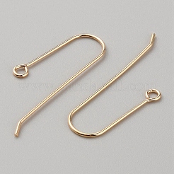 真鍮のピアスフック  耳ワイヤー  ゴールドカラー  39x16x1mm  穴：2mm&nbsp;KK-WH0044-141A-G