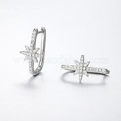 女性用スターリングシルバー製パヴェモアッサナイトフープピアス925点  スター  プラチナ  19.2mm&nbsp;VF8050