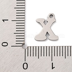 変色しない201ステンレススチールチャーム  レーザー切断  レターチャーム  文字x  10.5x9x1mm  穴：1.2mm&nbsp;STAS-U016-01P-X